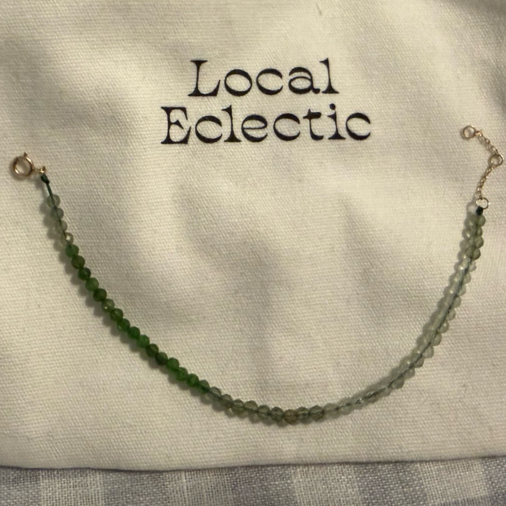 Local Eclectic Solid Gold Crystal Bracelet for Manifestation - Protection Green